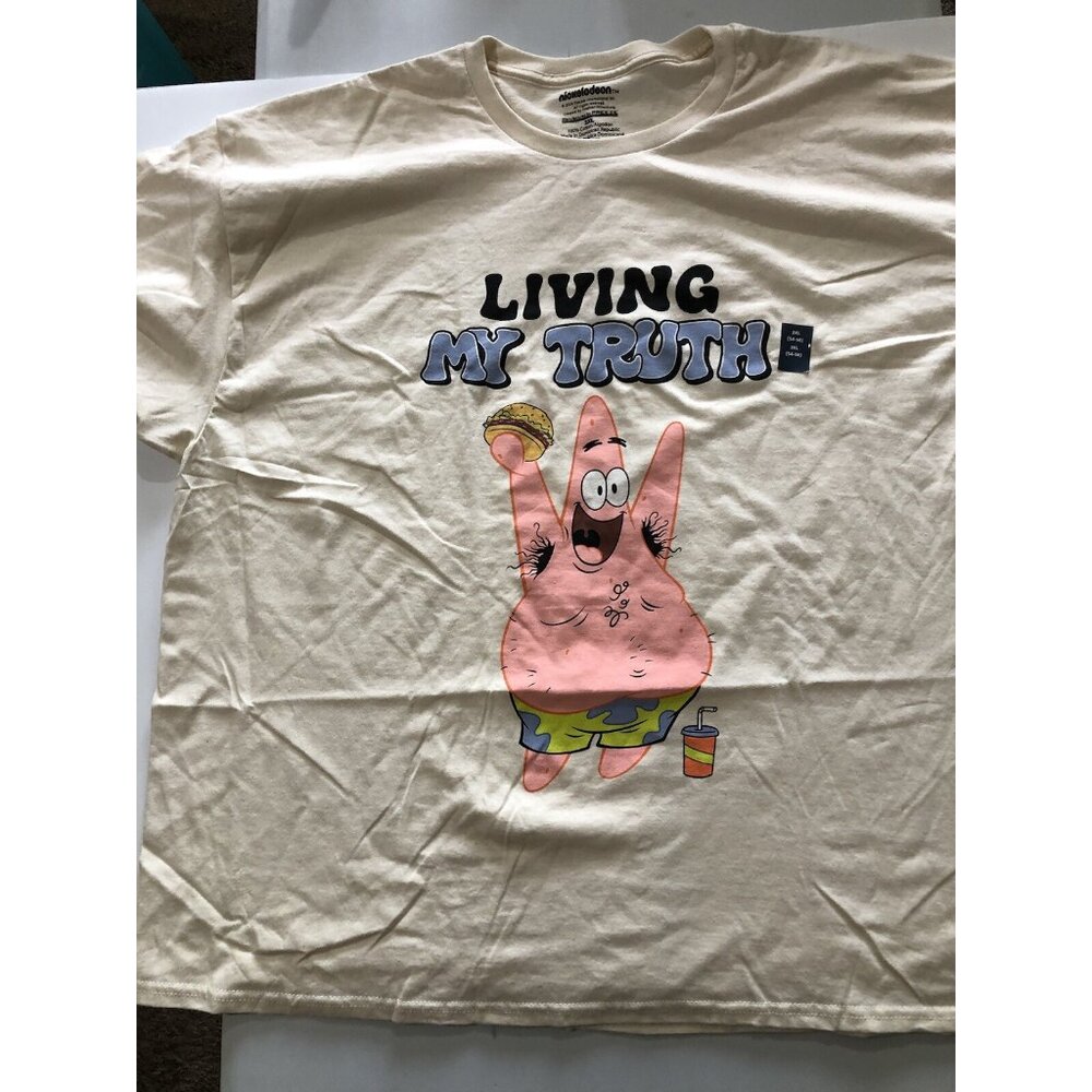 Spongebob Patrick Living My Truth Beige Graphic T-Shirt